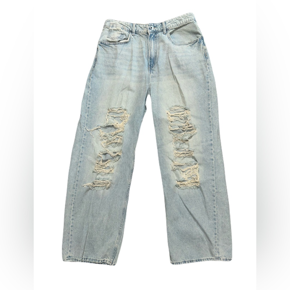 H&M Divided Light Blue Wide Leg Denim Jeans High Rise sz 8